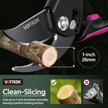 Pruning Shears, Patented Stepless Handle Opening for All Hand Size