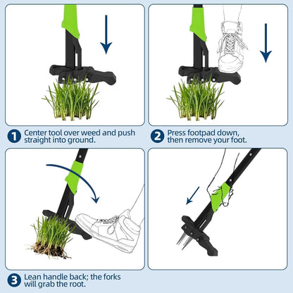 Weed Puller Tool with Long Handle 40 Inch, Stand Up Weeder with Foot Pedal & Quick-Eject, Heavy Duty 4-Claw Weeding Tool for Garden, Lightweight Aluminum Weed Remover, No Bending Root Pulle