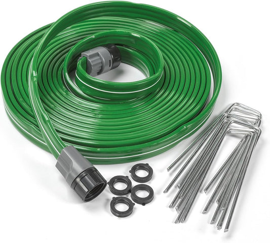 Sprinkler Soaker Hose - 2-in-1 Sprinkler & Soaker Hose with Stakes - Heavy-Duty Flexible Garden Hose for Lawn & Plant Watering - Durable UV-Protected Irrigation Hose (25 Foot)