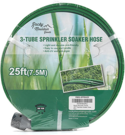 Sprinkler Soaker Hose - 2-in-1 Sprinkler & Soaker Hose with Stakes - Heavy-Duty Flexible Garden Hose for Lawn & Plant Watering - Durable UV-Protected Irrigation Hose (25 Foot)