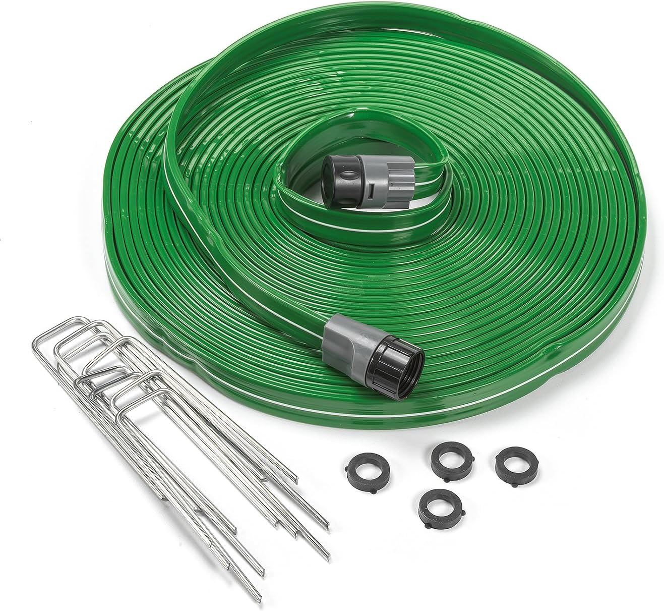 Sprinkler Soaker Hose - 2-in-1 Sprinkler & Soaker Hose with Stakes - Heavy-Duty Flexible Garden Hose for Lawn & Plant Watering - Durable UV-Protected Irrigation Hose (25 Foot)