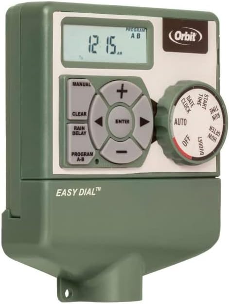 57594 Easy Dial 4-Station Indoor Sprinkler Controller, Green