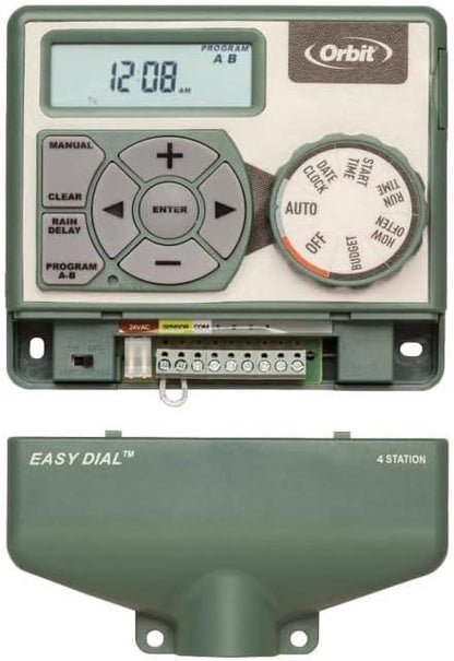 57594 Easy Dial 4-Station Indoor Sprinkler Controller, Green