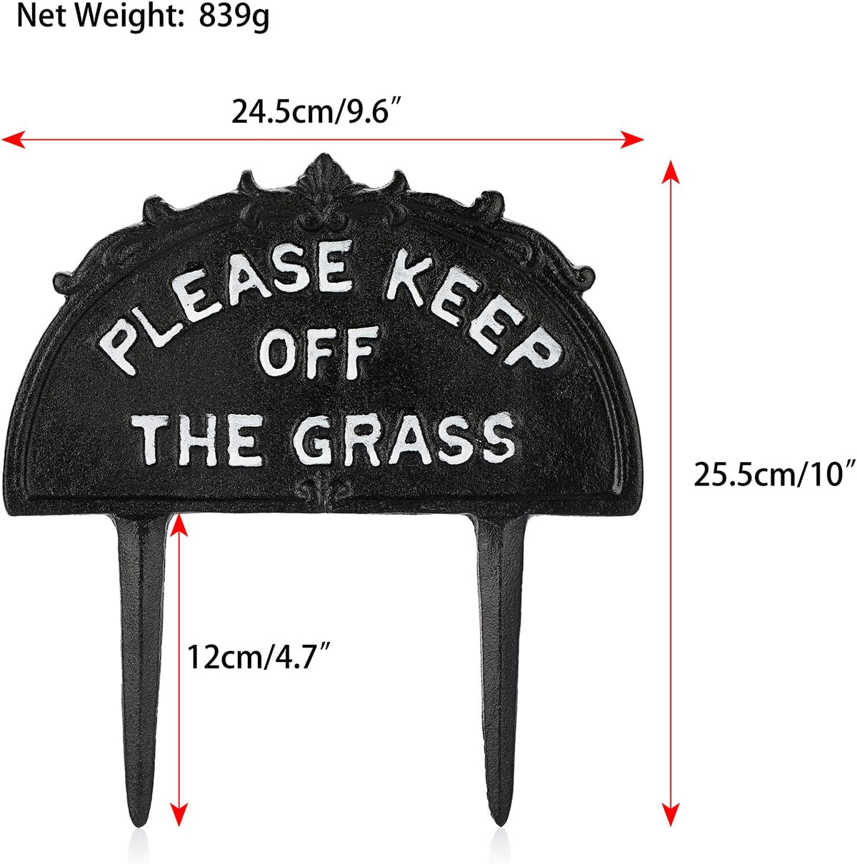 Pack of 2 Cast Iron Please Keep Off The Grass Yard Sign Stake
