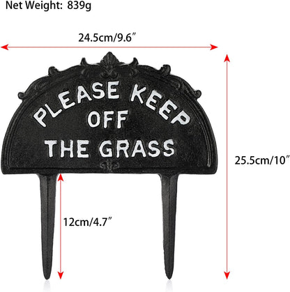 Pack of 2 Cast Iron Please Keep Off The Grass Yard Sign Stake
