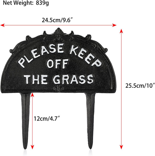 Pack of 2 Cast Iron Please Keep Off The Grass Yard Sign Stake