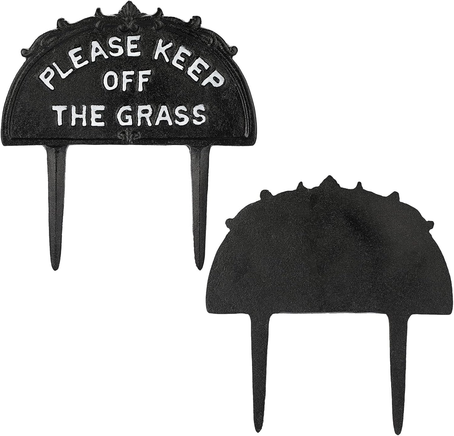 Pack of 2 Cast Iron Please Keep Off The Grass Yard Sign Stake