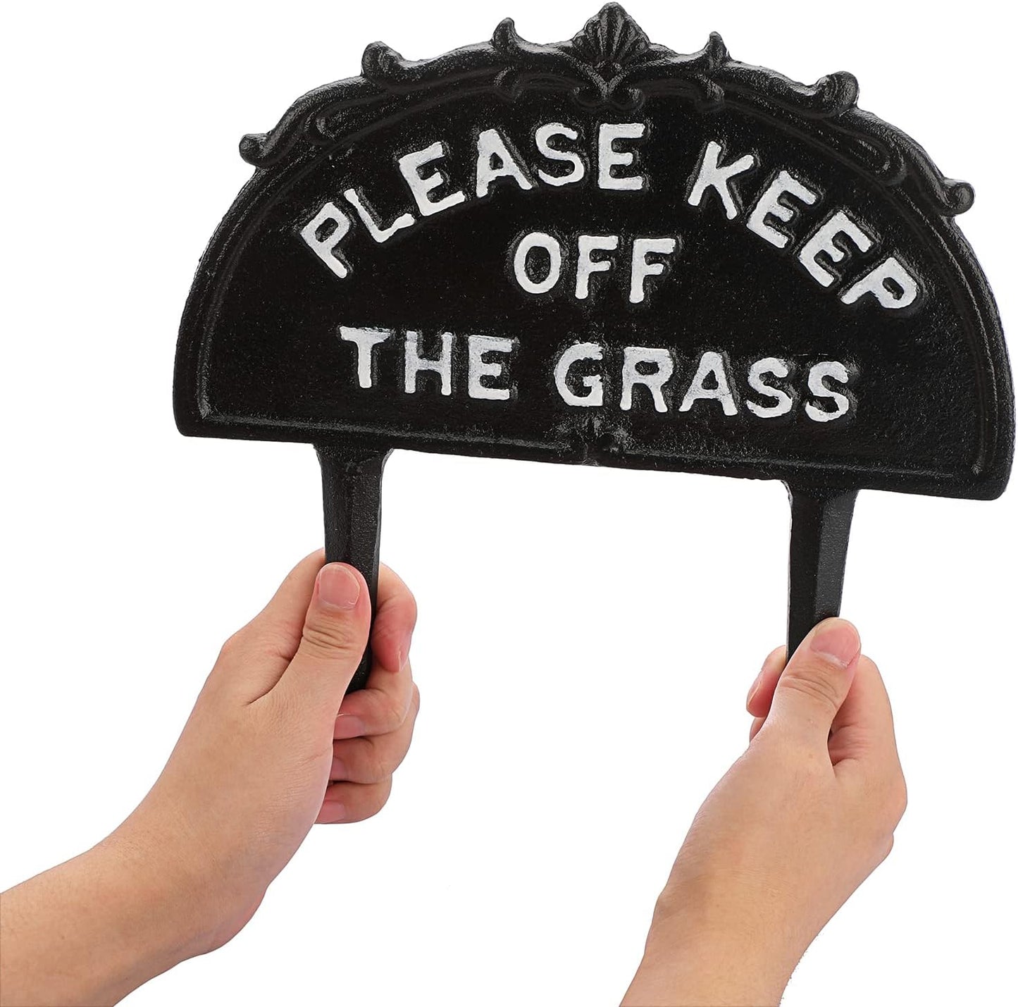 Pack of 2 Cast Iron Please Keep Off The Grass Yard Sign Stake