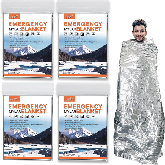 4-Pack Emergency Mylar Thermal Blankets