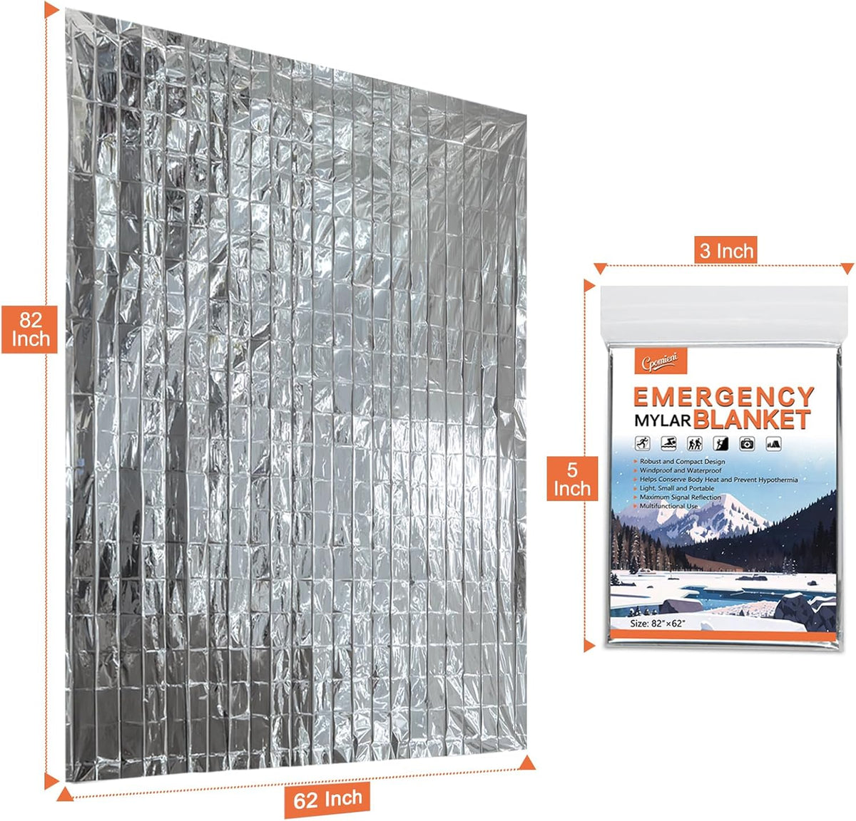 4-Pack Emergency Mylar Thermal Blankets