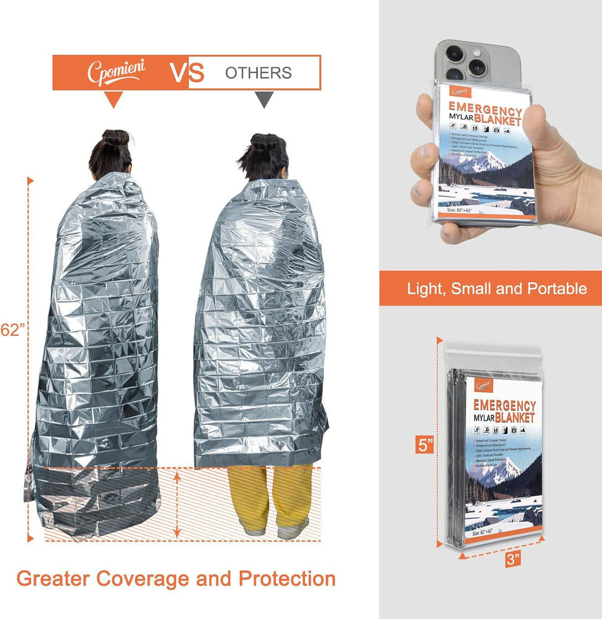 4-Pack Emergency Mylar Thermal Blankets
