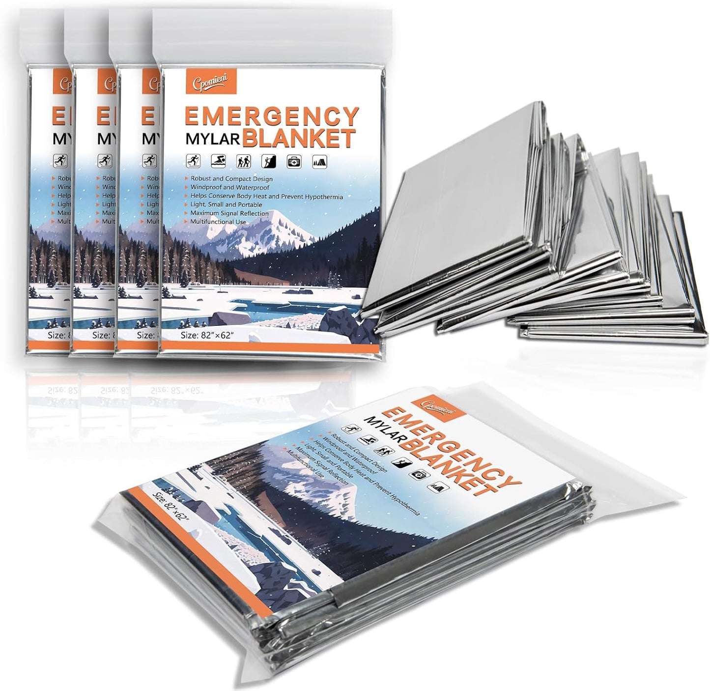 4-Pack Emergency Mylar Thermal Blankets