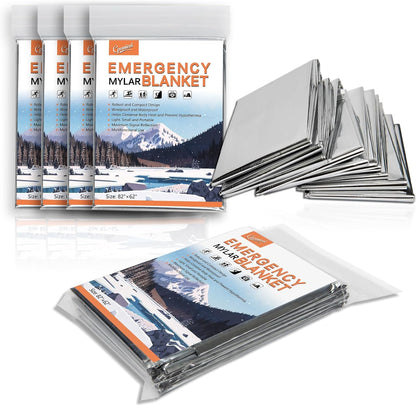 4-Pack Emergency Mylar Thermal Blankets