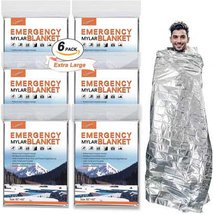 4-Pack Emergency Mylar Thermal Blankets
