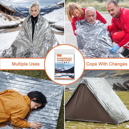 4-Pack Emergency Mylar Thermal Blankets