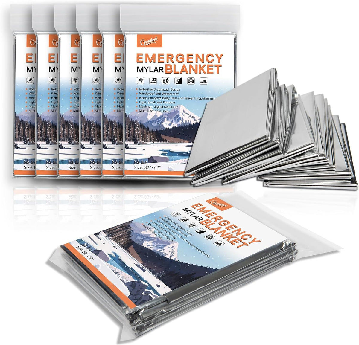 4-Pack Emergency Mylar Thermal Blankets