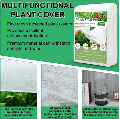 Plant Covers Freeze Protection 10FT×50FT, 1.06 oz/yd² Floating Row Covers for Garden Beds Pest/Sun Protection, Frost Cloths for Outdoor Plants for Vegetables Flowers Fruits Winter Protection