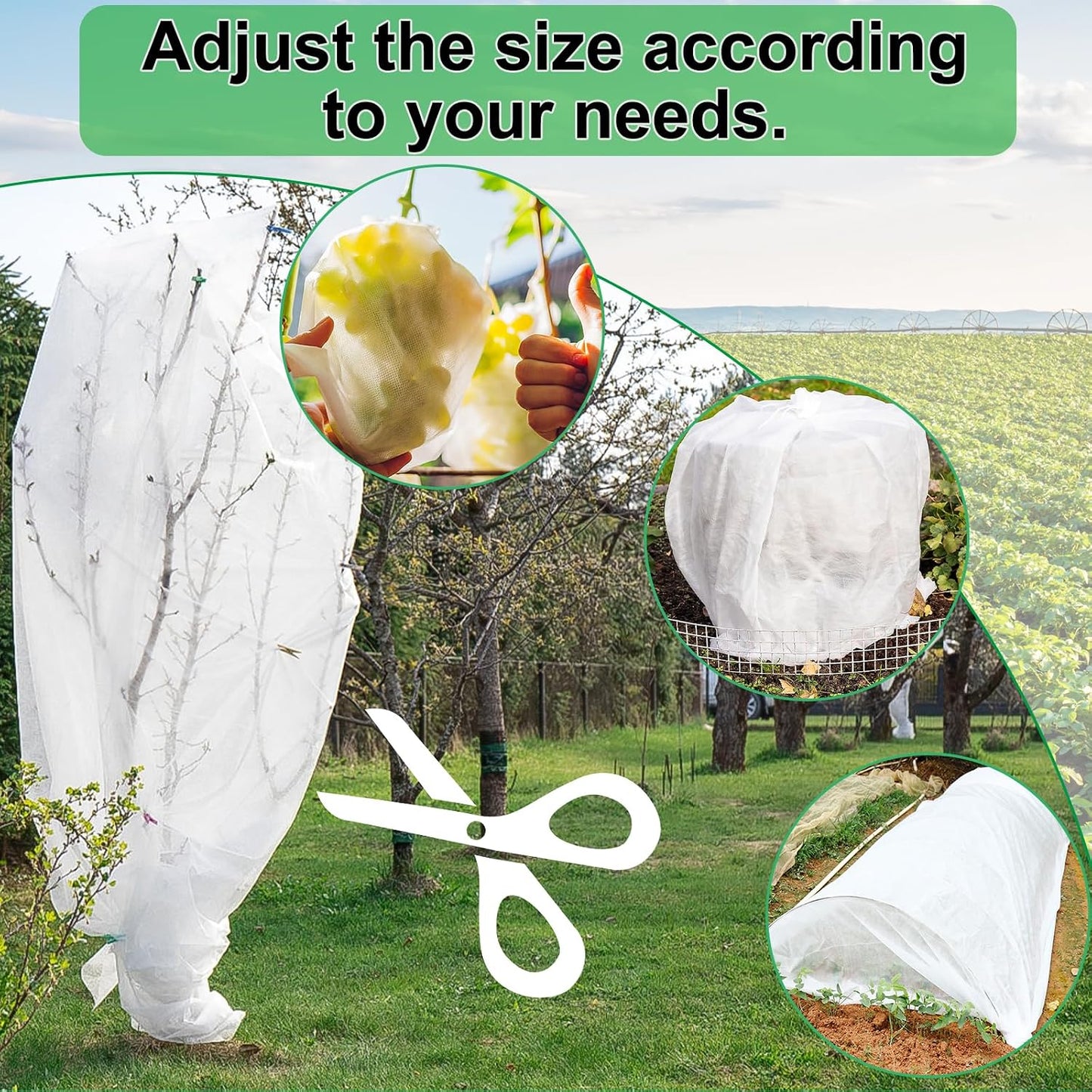 Plant Covers Freeze Protection 10FT×50FT, 1.06 oz/yd² Floating Row Covers for Garden Beds Pest/Sun Protection, Frost Cloths for Outdoor Plants for Vegetables Flowers Fruits Winter Protection
