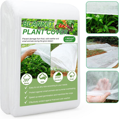 Plant Covers Freeze Protection 10FT×50FT, 1.06 oz/yd² Floating Row Covers for Garden Beds Pest/Sun Protection, Frost Cloths for Outdoor Plants for Vegetables Flowers Fruits Winter Protection