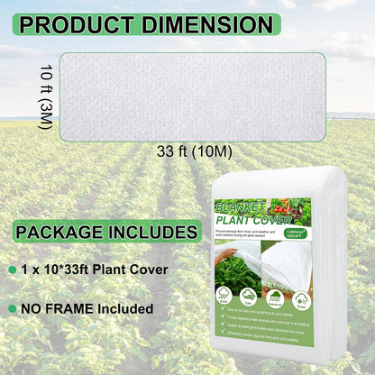 Plant Covers Freeze Protection 10FT×50FT, 1.06 oz/yd² Floating Row Covers for Garden Beds Pest/Sun Protection, Frost Cloths for Outdoor Plants for Vegetables Flowers Fruits Winter Protection