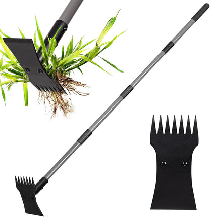 2-in-1 Weed Puller Tool and Garden Hoe, Long Handle Weed Rake