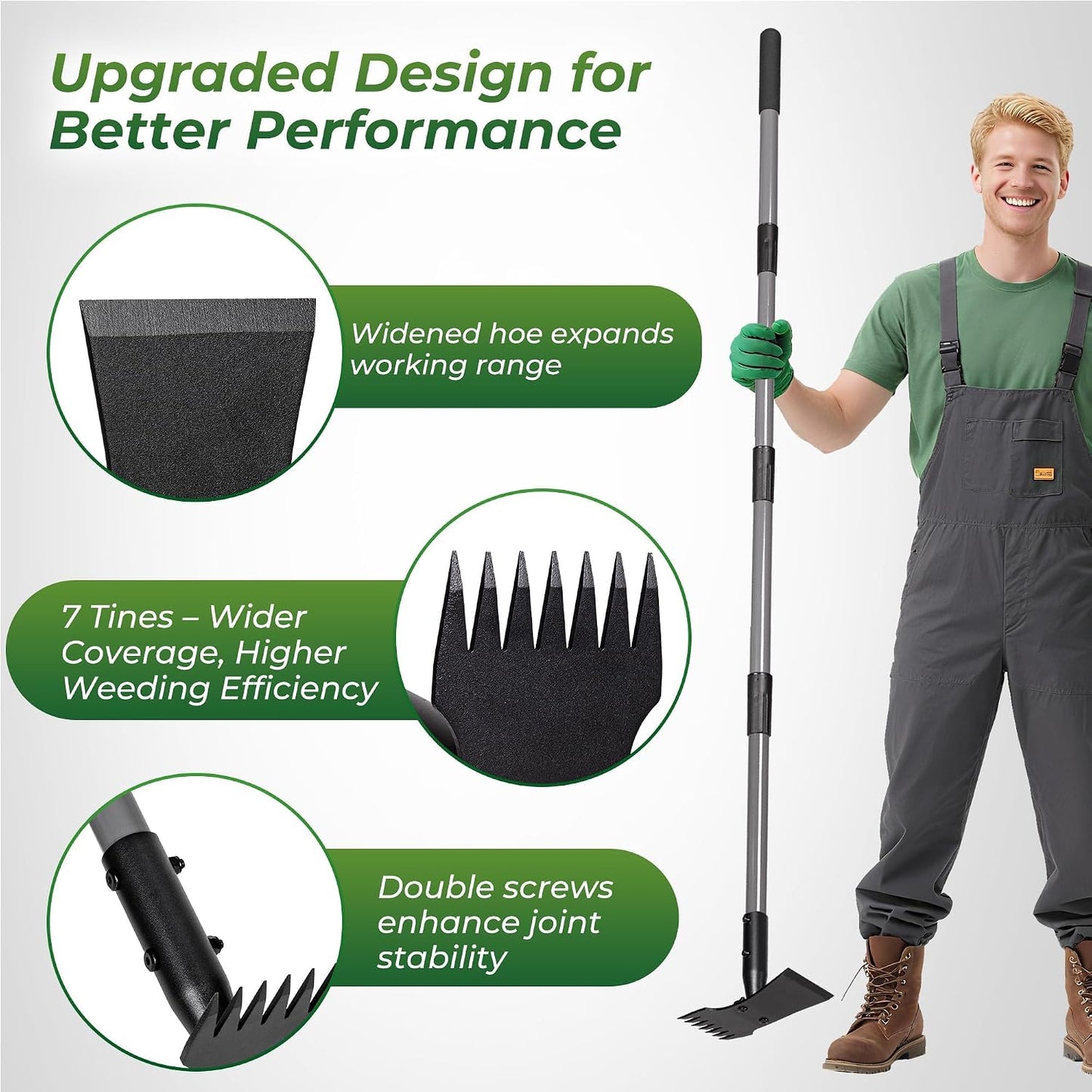 2-in-1 Weed Puller Tool and Garden Hoe, Long Handle Weed Rake