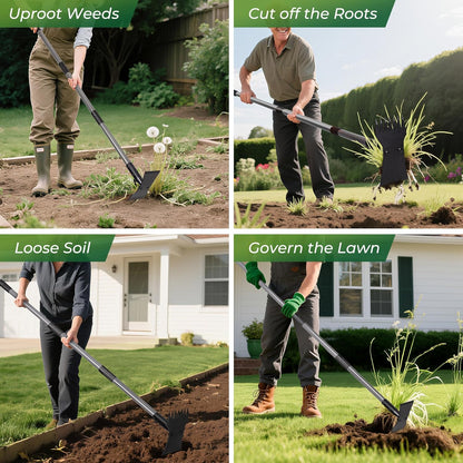 2-in-1 Weed Puller Tool and Garden Hoe, Long Handle Weed Rake