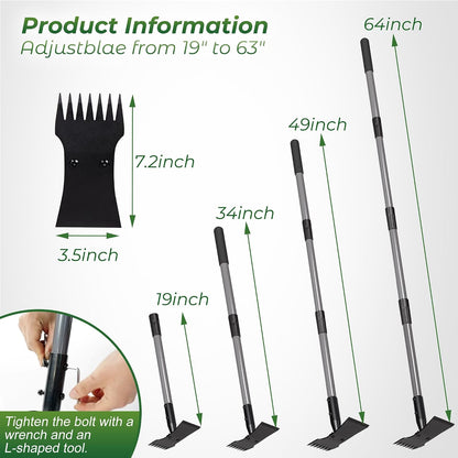 2-in-1 Weed Puller Tool and Garden Hoe, Long Handle Weed Rake