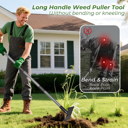 2-in-1 Weed Puller Tool and Garden Hoe, Long Handle Weed Rake