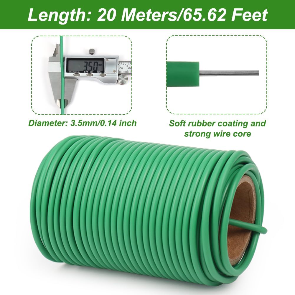 Plant Ties, 65.6ft 3.5mm Soft Garden Wire for Climbing Plants