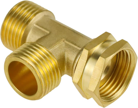 Garden Hose Tee,GHT 3/4 Female x Male x Male Brass Hose T Adapter