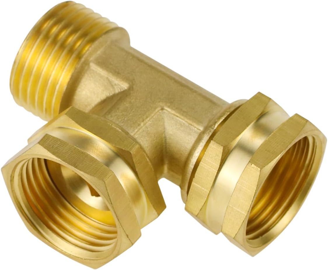 Garden Hose Tee,GHT 3/4 Female x Male x Male Brass Hose T Adapter