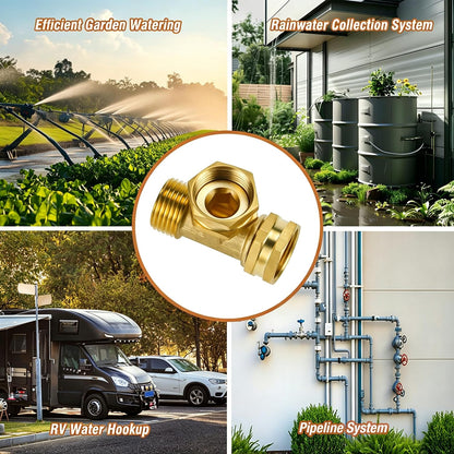 Garden Hose Tee,GHT 3/4 Female x Male x Male Brass Hose T Adapter