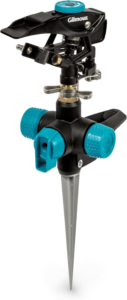 Heavy Duty Circular Water Sprinkler with Spike Base, Rotating Sprinkler Head with Adjustable Spray Pattern, Lawn Sprinkler for 5800 Sq Ft Coverage