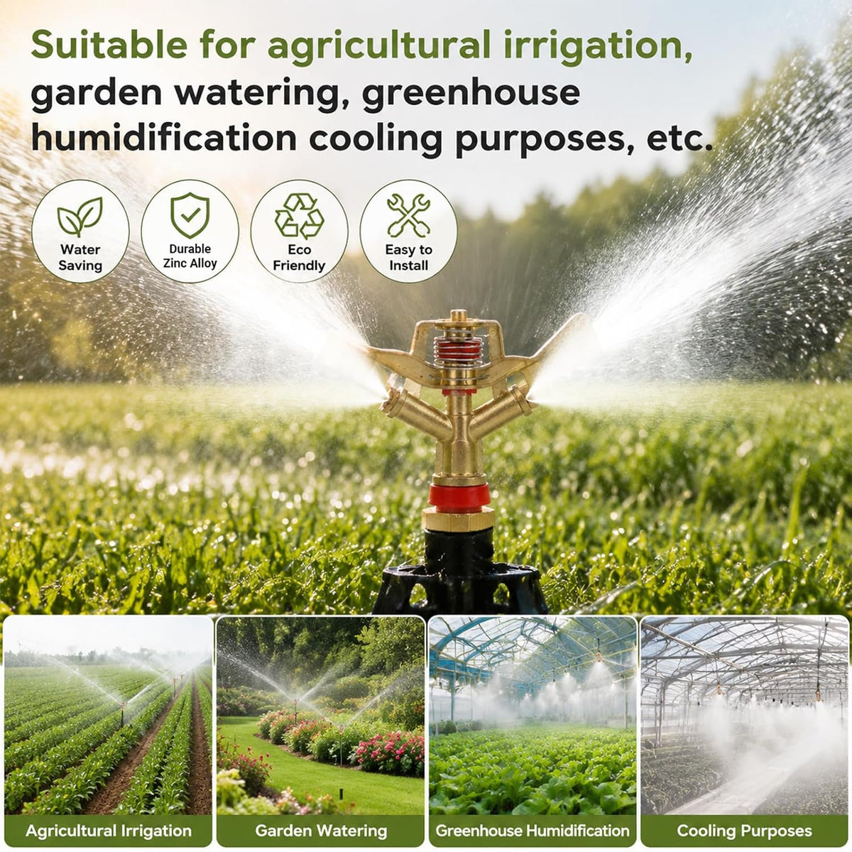 G3/4in 25mm Impact Sprinkler, 2PCS Heavy Duty Lawn Sprinkler Head, Male Thread Water Sprinkler System for Lawn for Agricultural Gardeners