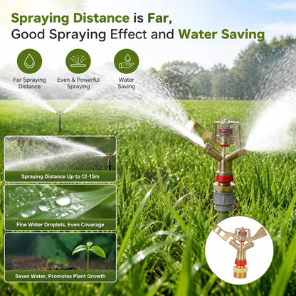 G3/4in 25mm Impact Sprinkler, 2PCS Heavy Duty Lawn Sprinkler Head, Male Thread Water Sprinkler System for Lawn for Agricultural Gardeners