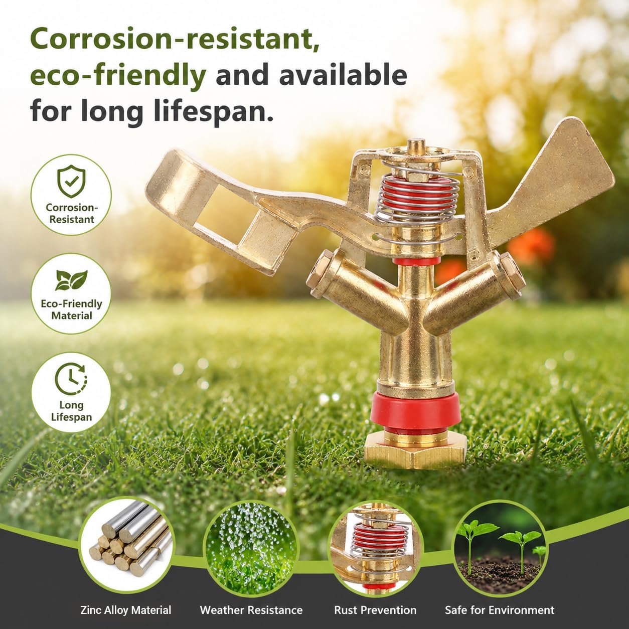 G3/4in 25mm Impact Sprinkler, 2PCS Heavy Duty Lawn Sprinkler Head, Male Thread Water Sprinkler System for Lawn for Agricultural Gardeners