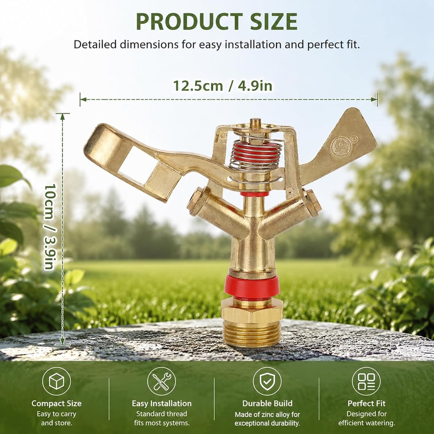 G3/4in 25mm Impact Sprinkler, 2PCS Heavy Duty Lawn Sprinkler Head, Male Thread Water Sprinkler System for Lawn for Agricultural Gardeners