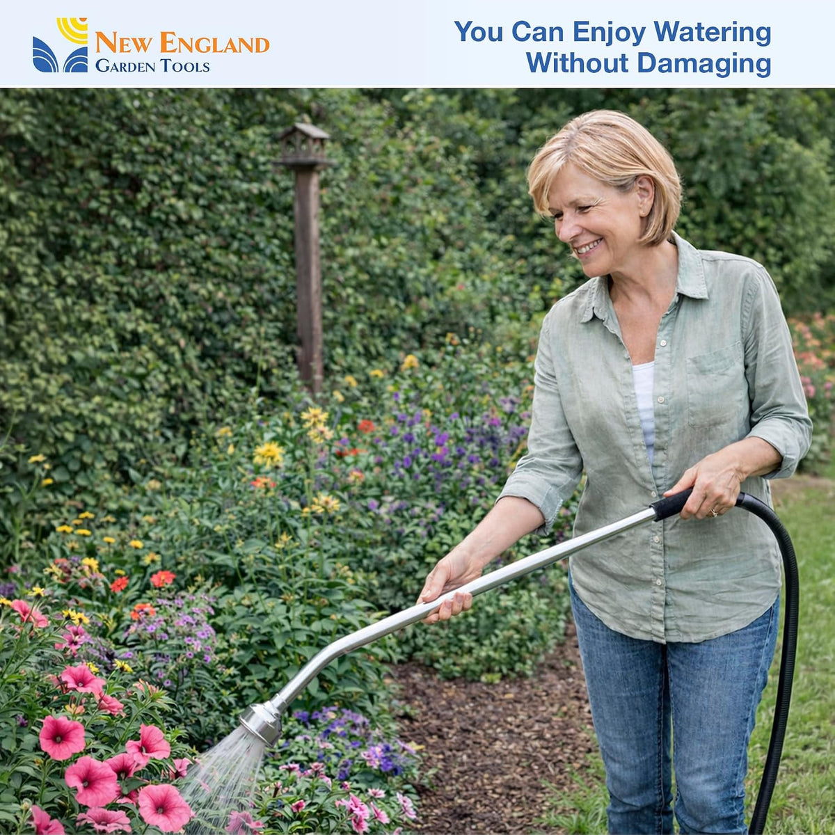 30 Inch Soft Rain Watering Wand 600003, Gentle Shower Spray, Heavy Duty Lightweight Metal Build, Comfort Grip, Flow Control Shut Off Valve, for Plants, Yards, Cars & Pets