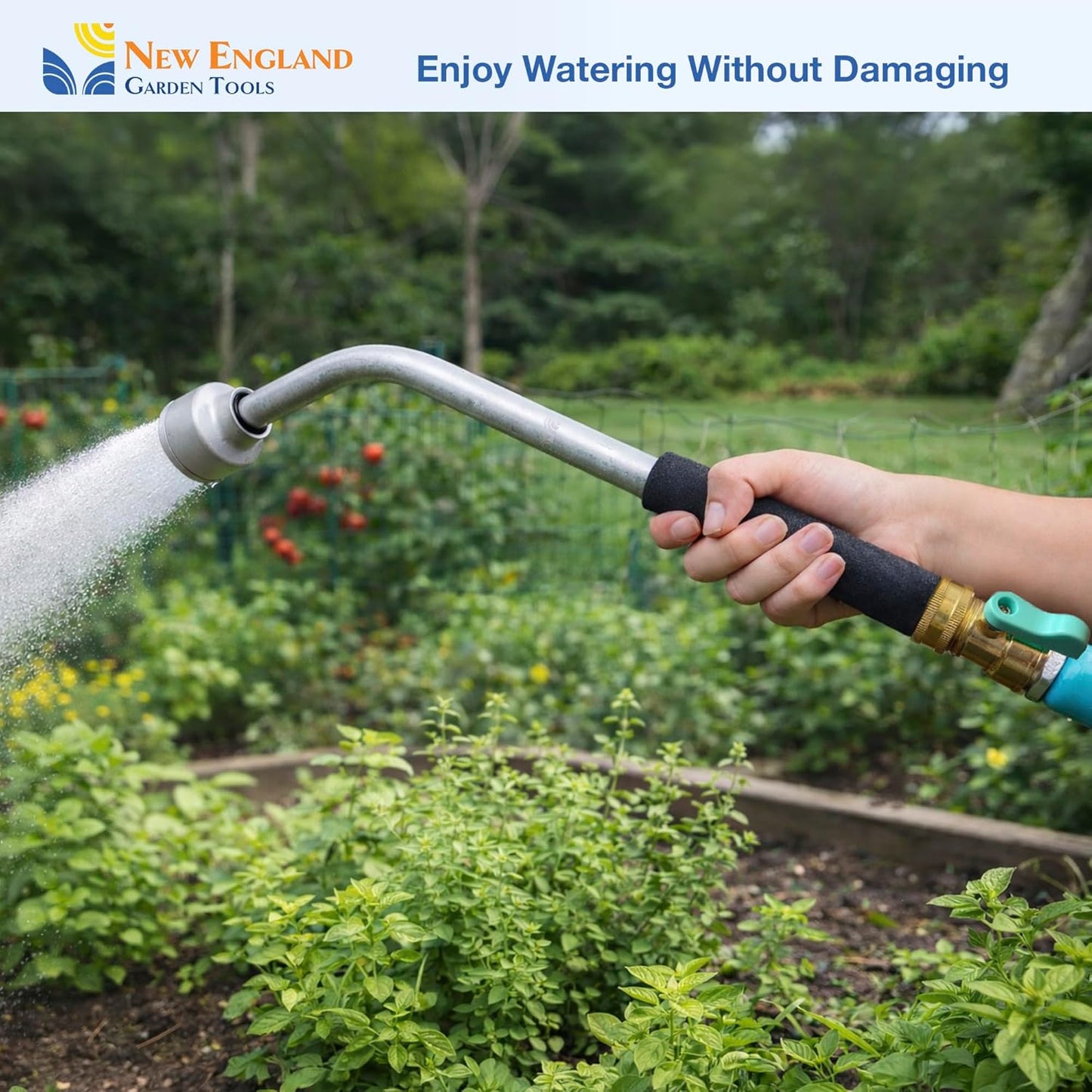 30 Inch Soft Rain Watering Wand 600003, Gentle Shower Spray, Heavy Duty Lightweight Metal Build, Comfort Grip, Flow Control Shut Off Valve, for Plants, Yards, Cars & Pets