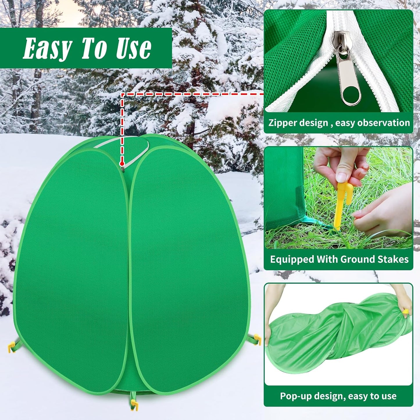 2 Pack Pop Up Winter Plant Covers, 22x22x23" Freeze Protection Shrub Covers