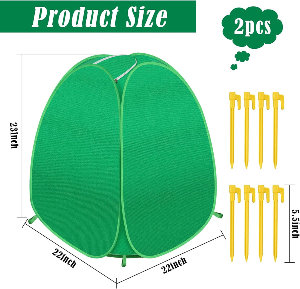 2 Pack Pop Up Winter Plant Covers, 22x22x23" Freeze Protection Shrub Covers