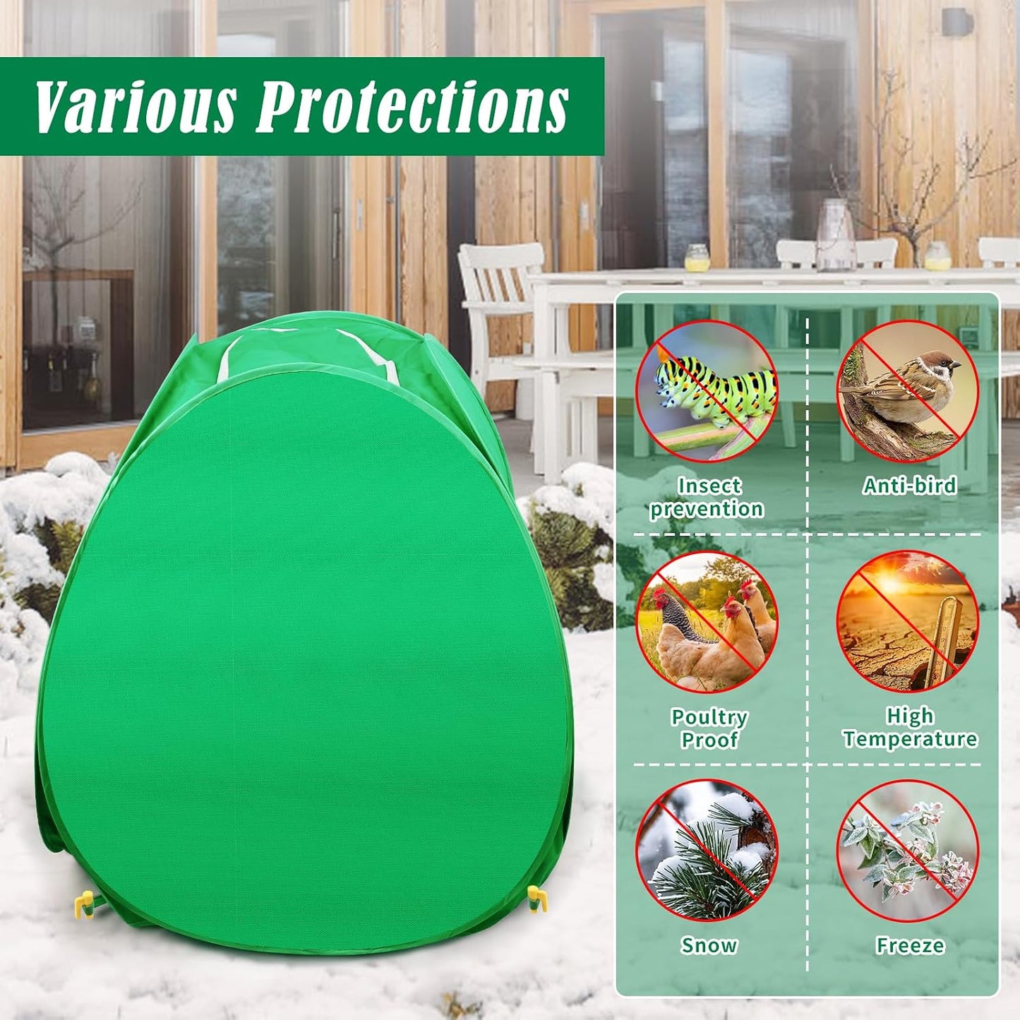 2 Pack Pop Up Winter Plant Covers, 22x22x23" Freeze Protection Shrub Covers
