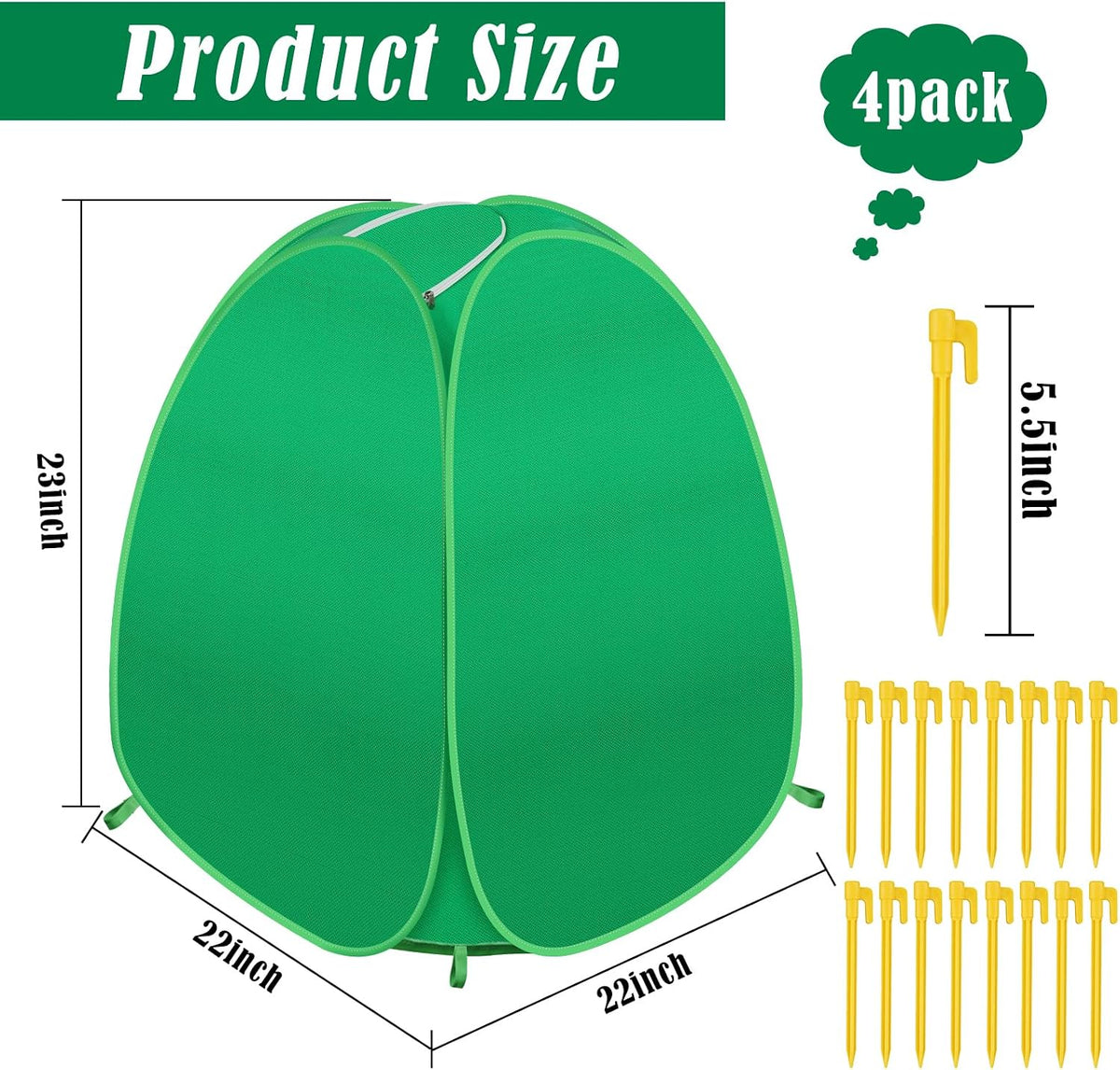2 Pack Pop Up Winter Plant Covers, 22x22x23" Freeze Protection Shrub Covers