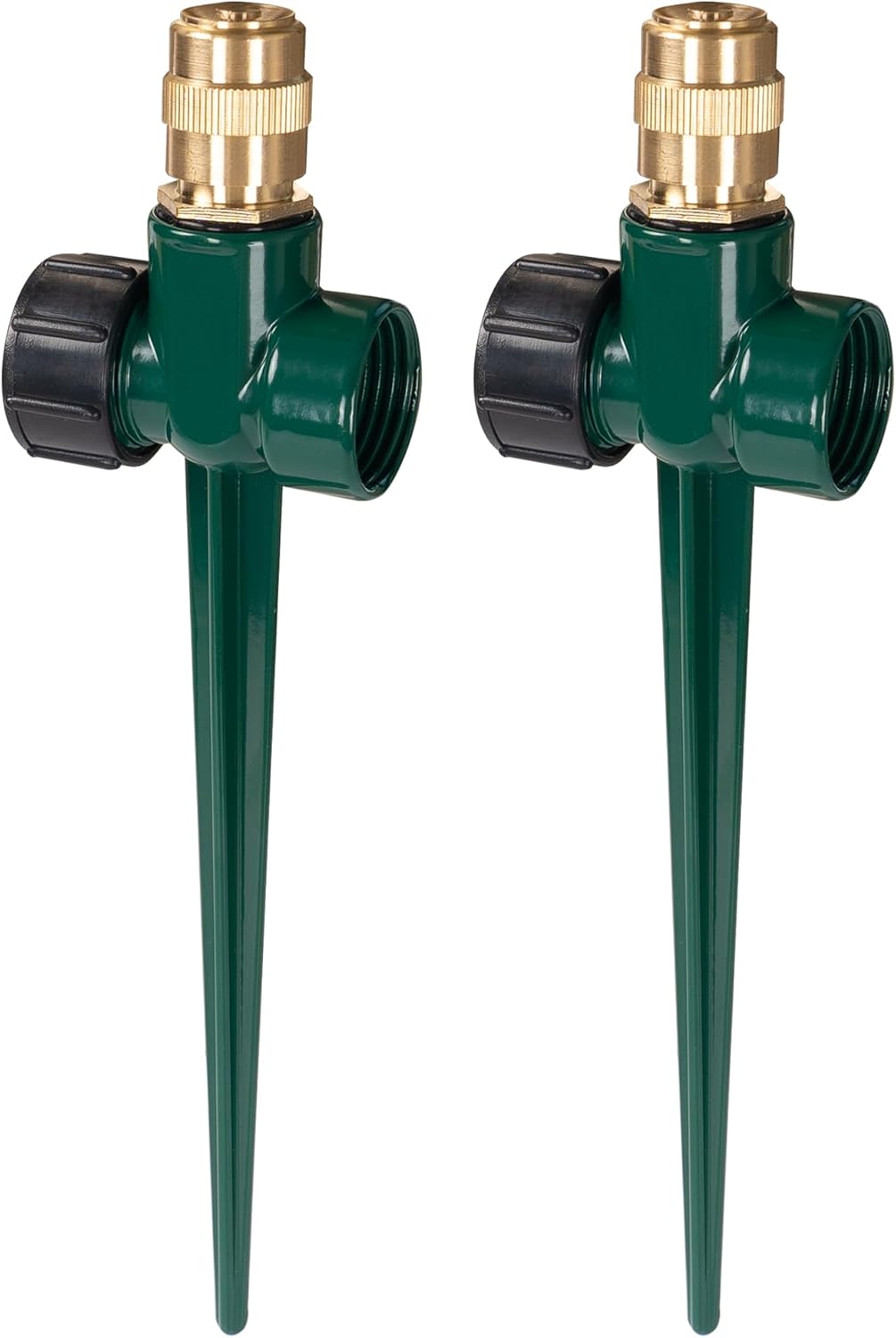2 Pack Metal Lawn Sprinkler for Yard, Automatic Brass Garden Water Sprinklers on Spike Base, Adjustable 360 Degree Sprinkler Nozzle for Large Area Coverage Grass Patio Irrigation