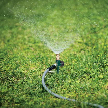 2 Pack Metal Lawn Sprinkler for Yard, Automatic Brass Garden Water Sprinklers on Spike Base, Adjustable 360 Degree Sprinkler Nozzle for Large Area Coverage Grass Patio Irrigation