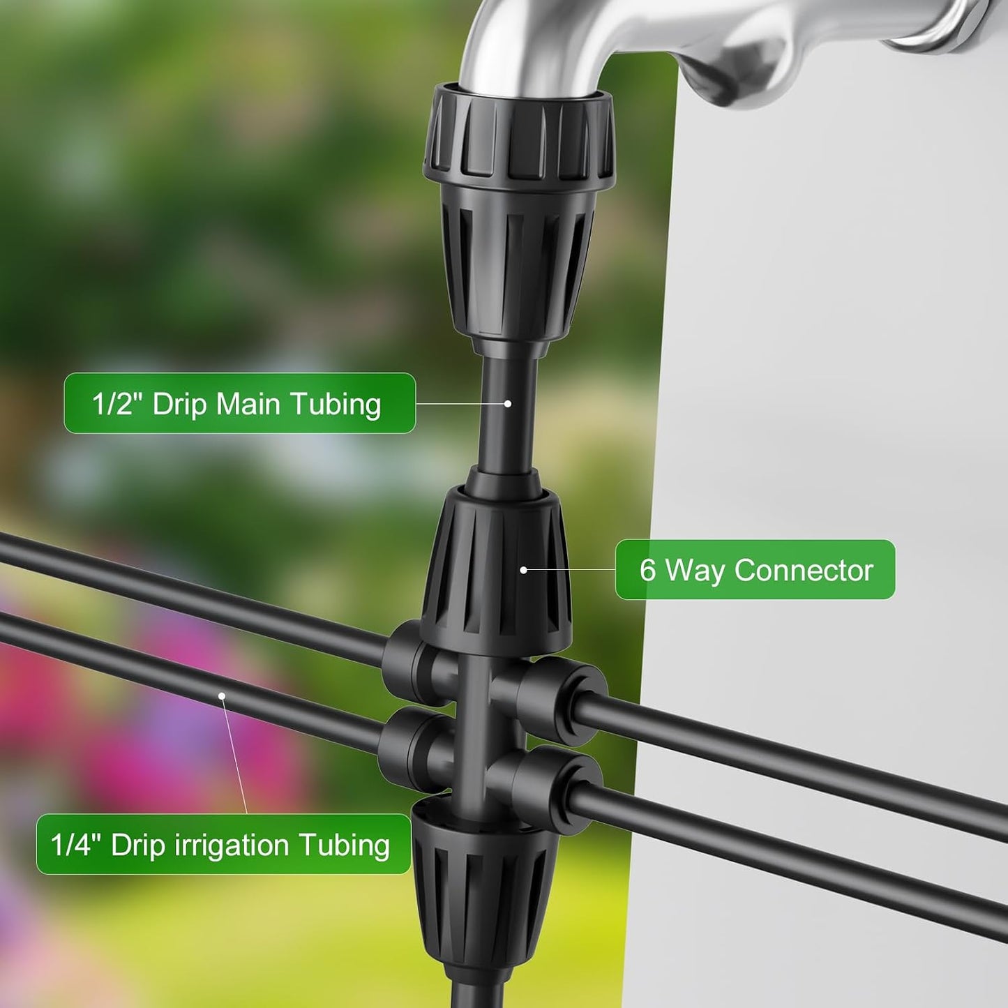256FT Automatic Drip Irrigation System Kit,Automatic Garden Watering Misting System for Greenhouse, Yard, Plant ，Lawn with 1/2 inch Hose 1/4 inch Distribution Tubing and Accessories