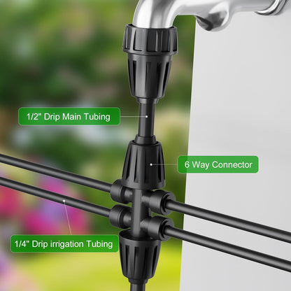 256FT Automatic Drip Irrigation System Kit,Automatic Garden Watering Misting System for Greenhouse, Yard, Plant ，Lawn with 1/2 inch Hose 1/4 inch Distribution Tubing and Accessories