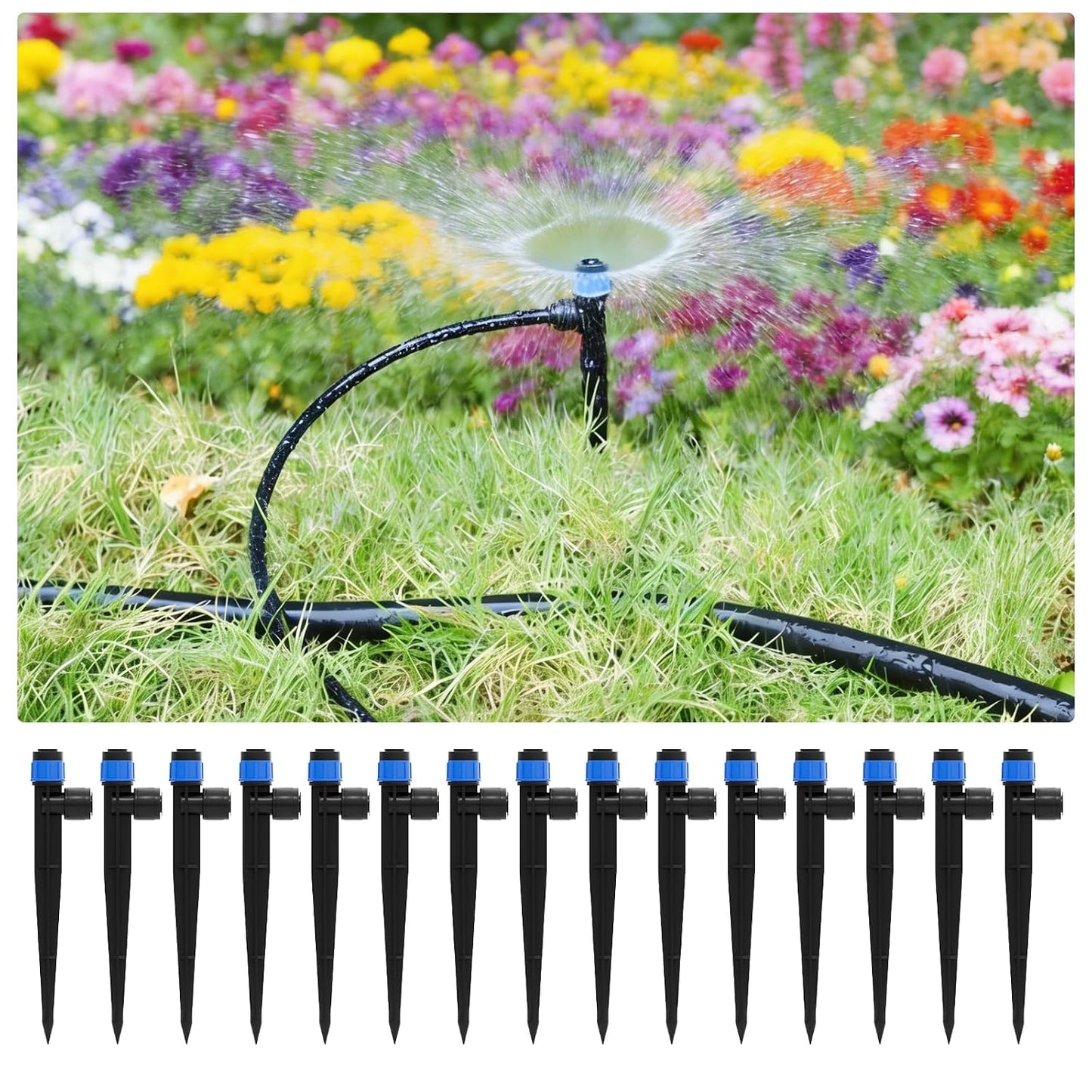 256FT Automatic Drip Irrigation System Kit,Automatic Garden Watering Misting System for Greenhouse, Yard, Plant ，Lawn with 1/2 inch Hose 1/4 inch Distribution Tubing and Accessories