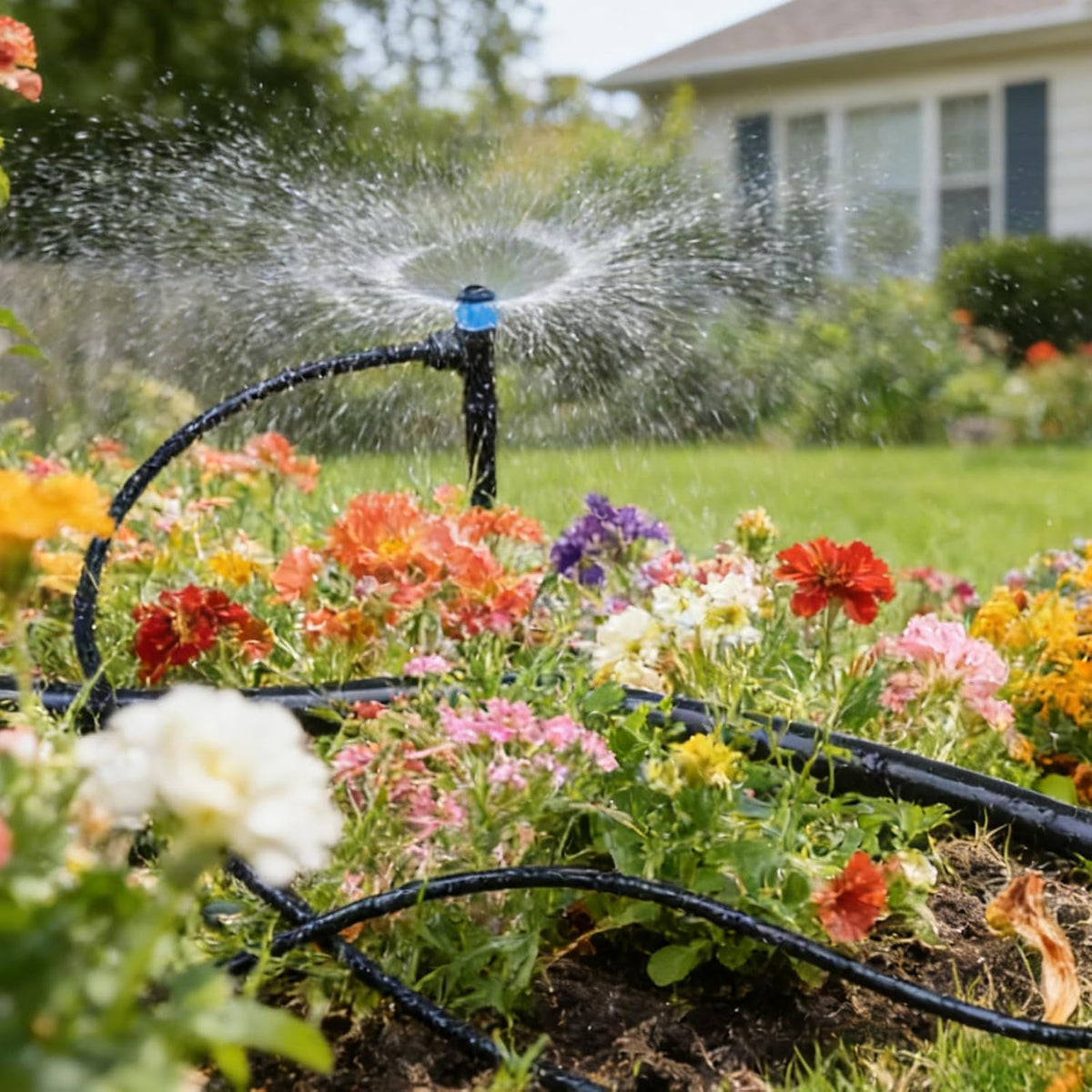 256FT Automatic Drip Irrigation System Kit,Automatic Garden Watering Misting System for Greenhouse, Yard, Plant ，Lawn with 1/2 inch Hose 1/4 inch Distribution Tubing and Accessories